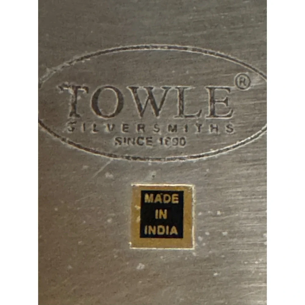 Towle Silversmith Aluminum Silverplate Square Serving Bowl Mother of Pearl Inlay